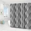 Abstrakte Wellenlinien Duschvorhang Grau und Weiß Geometrisches Design Wasserdicht Bad Dekor Elegante Zeitgenössische Badezimmer Vorhänge