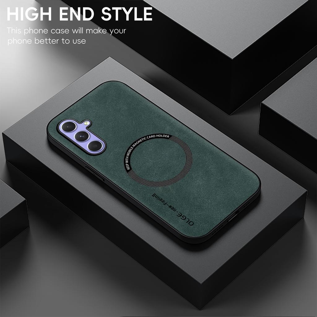 Luxury Leather Magnetic Case for Samsung Galaxy A55 5G A35 A54 A34 A14 A24 A53 A33 A13 A52S A32 A12 A51 Sheepskin Silicone Textured Protection Cover