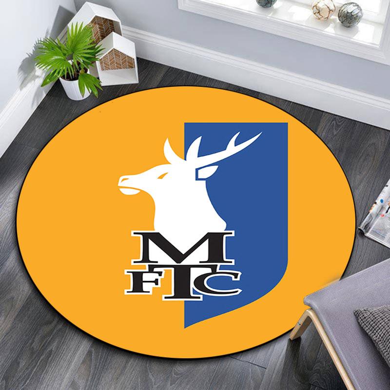 Mansfield Town FC Printed Round Rug, Non Slip Washable Circular Carpet For Living Room Bedroom Playroom, Sports Fan Decor, Holiday Birthday Gift 80cmx80cm