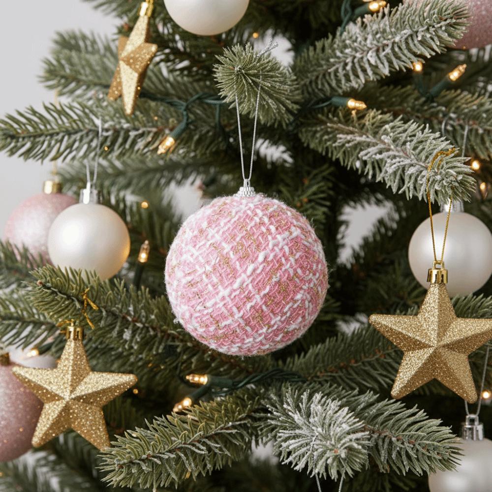 Moderne 8/10cm Flauschige Weihnachtskugel Schaumstoff Rosa Weihnachts-Hängekugel Dekorative Weihnachtskugeln Ornamente Moderne Feiertage