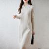 Women Sweater Dress 100% Wool MODERN NEW SAGA Turn-down Collar Knit Long Pullover Winter Jumpers Wool Long Dress Female