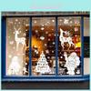 Christmas Window Decals With Snowflakes And Reindeer Pvc Sticker Set For Holiday Decor
