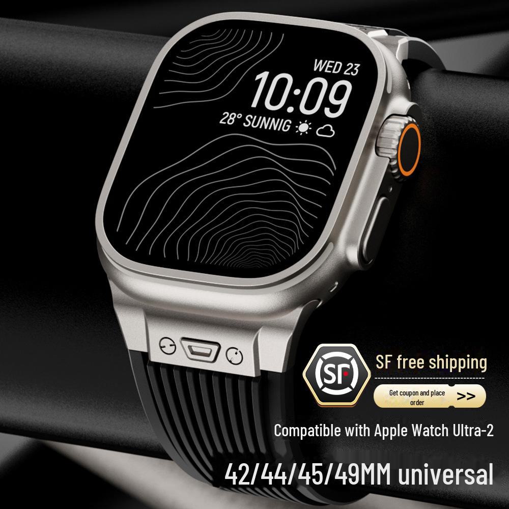 

Совместимый ремешок из жидкого силикона для Apple Watch Series 8, Ultra, iWatch 10th Gen (42/44/45/46/49мм) iWatchS45678910 series universal серый