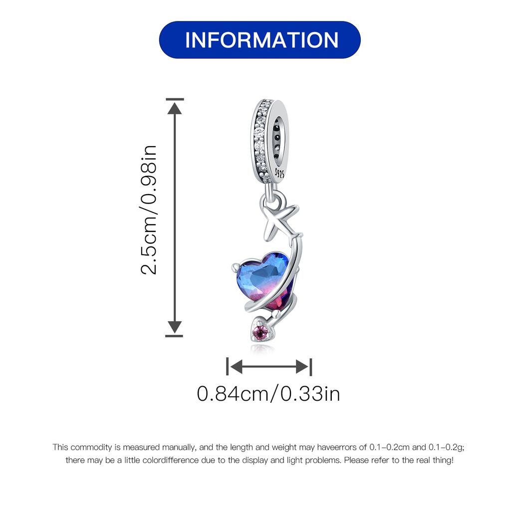 Beads Copper Charms Original Blue Airplane Heart Pendant Beads Fit Bracelet Jewelry Diy Women Fine Gift Accessory