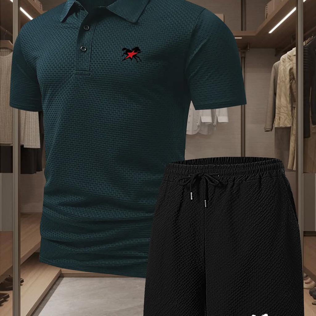 Mens Summer Track Suits 2 Piece Shorts Sets Short Sleeve Sweatsuit Outfits Golf Polo Shirts 