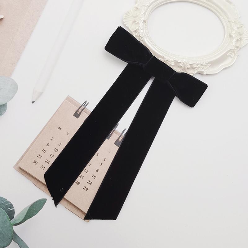 Lystrfac Vintage Schwarzes Samt Schleife Haarspangen für Frauen Langes Band Haarnadel Einfache Top-Klammer Damen Haarklammern Haaraccessoires