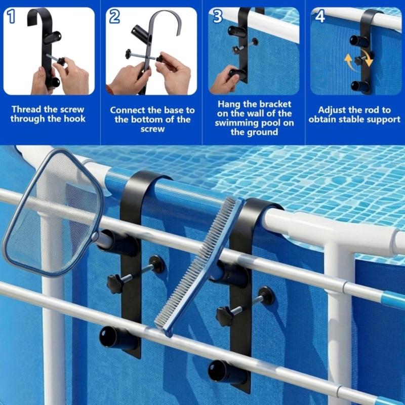Flexible Pool Hangers Set Of 2 Strong Metallic Suspension clamps For Swimming Pool Accessories And Maintenance Equipment