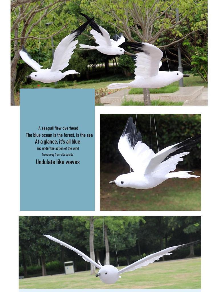 Artificial Seagull Feathered Bird for Garden and Venue Decor