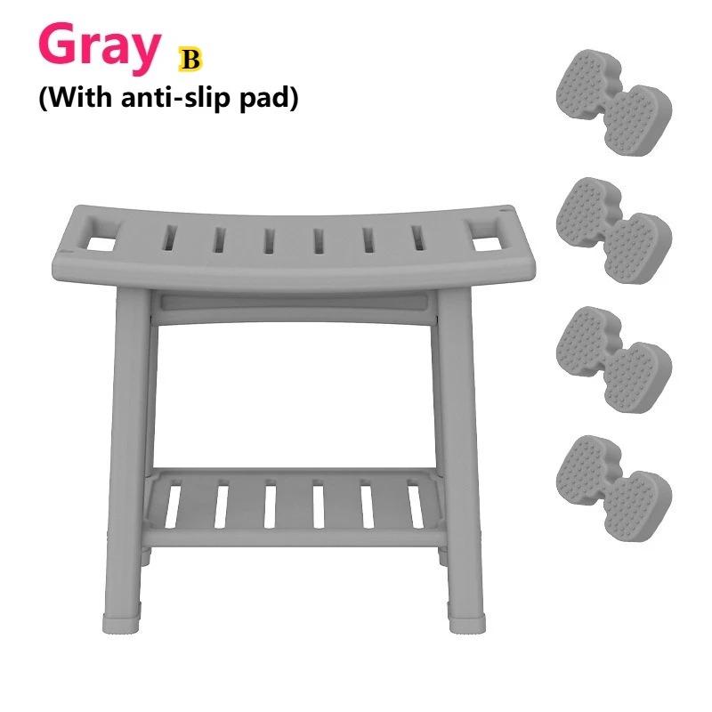 Non-Slip Home Bathroom Shower Stool Mold-Resistant Storage Seat White Plastic Storage Bench with Shelves Bath Shower Essentials