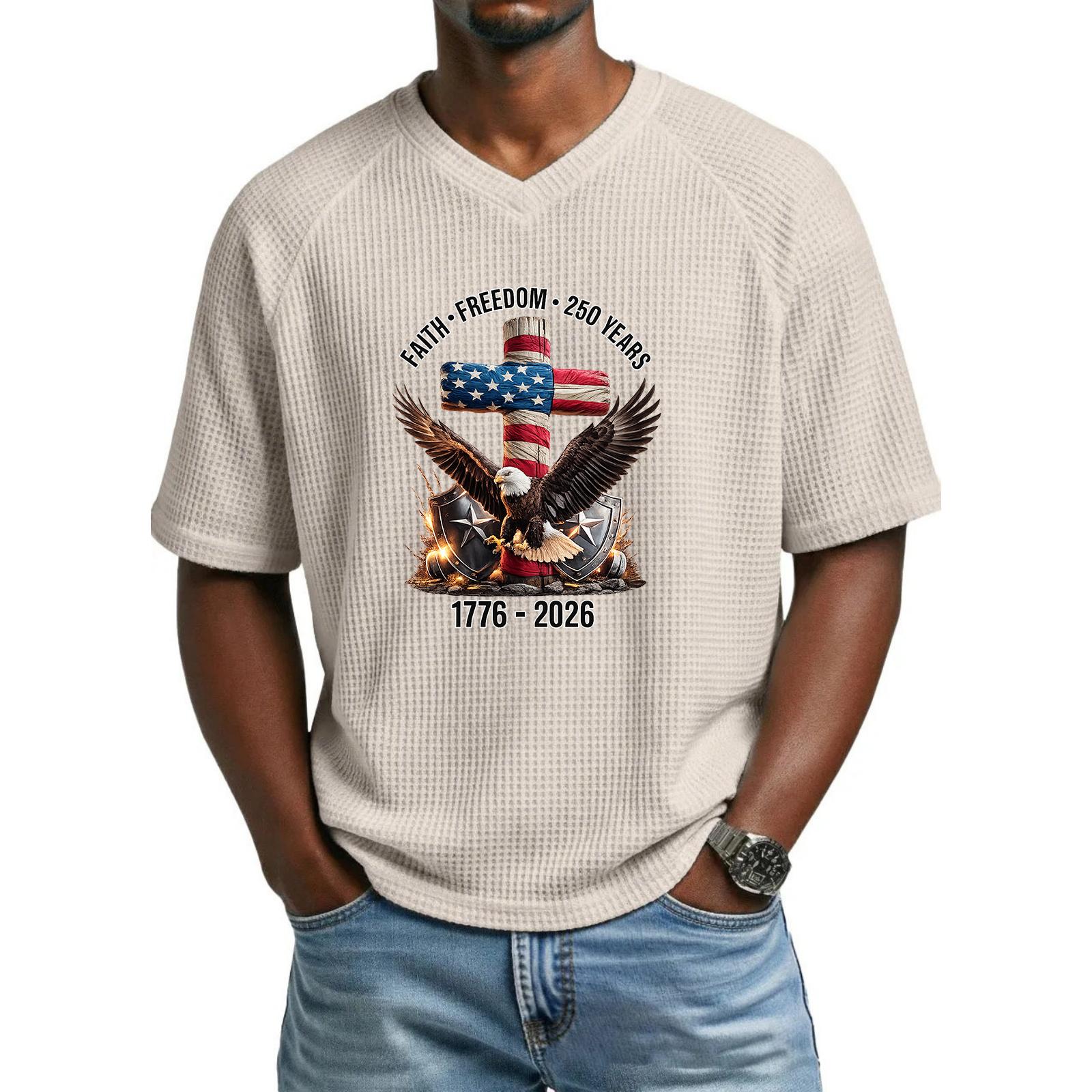 Men s loose and casual patterned letter print T-shirt short-sleeved top L бежевый