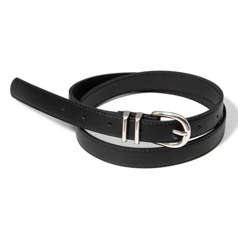 Halden (W) Two Loop Silver Fake Leather Belt (T017_black)