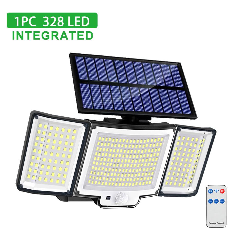 LED Solar Lights 228/328 Outdoor PIR Motion Sensor Wall Lamp IP65 Waterproof Street Light with Remote for Garden Lighting