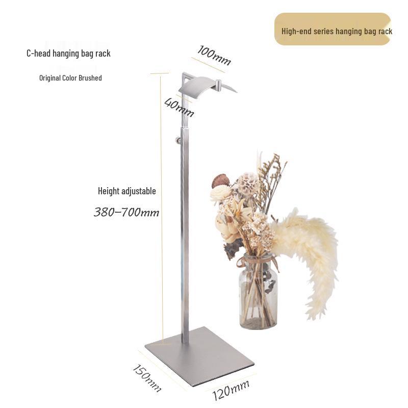 Adjustable Stainless Steel Handbag Display Stand with Gas Spring