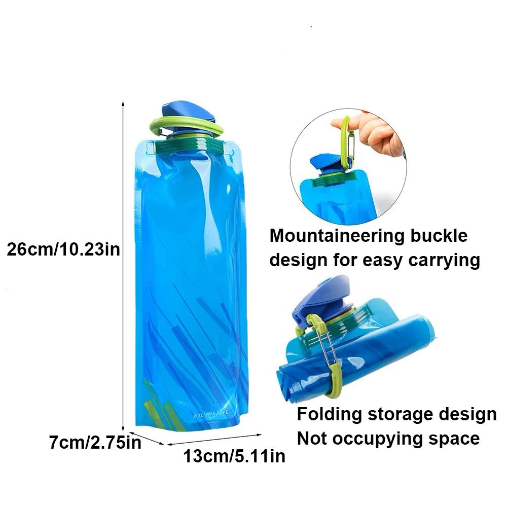 Outdoor Cycling Sports Water Bottle, 700ml Mountaineering Portable Water Cup, PE Plastic Folding Water Bag, Gift Promotion