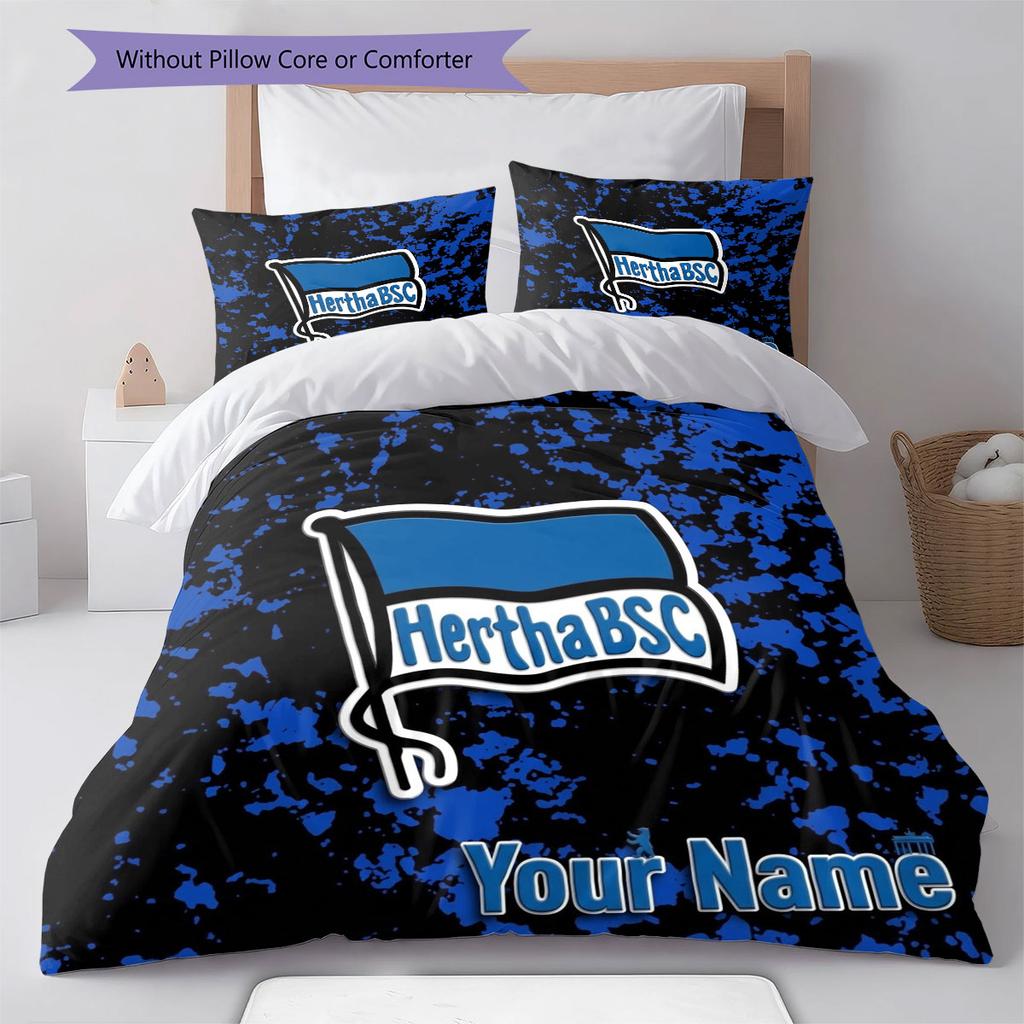 Hertha BSC Custom Name Pattern Bedding,Quilt Set Quilt Cover Pillowcase Home Birthday Gift(1 * Duvet Cover + 2 * Pillowcase, Without Core)