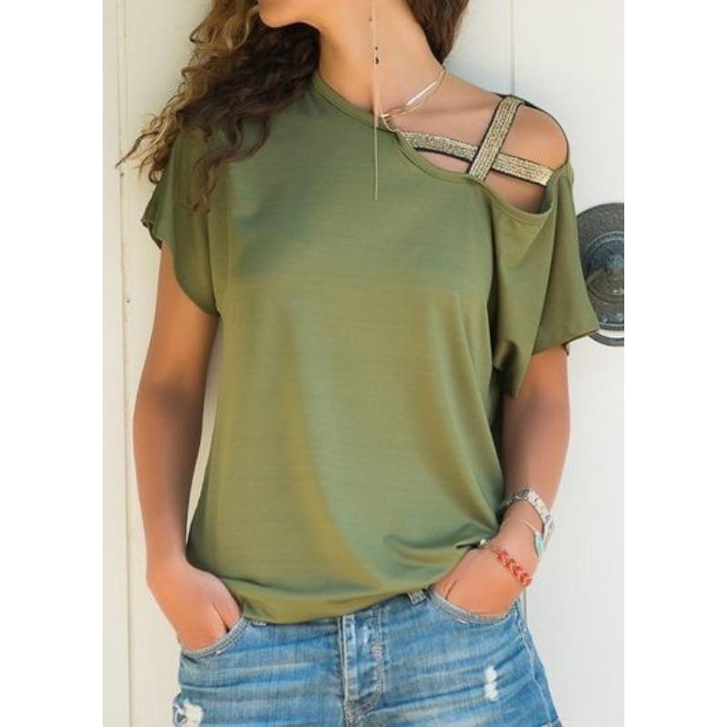 JPNTKYWomen's Fashion Casual Solid Color Print Short Sleeve Blouses & Shirts