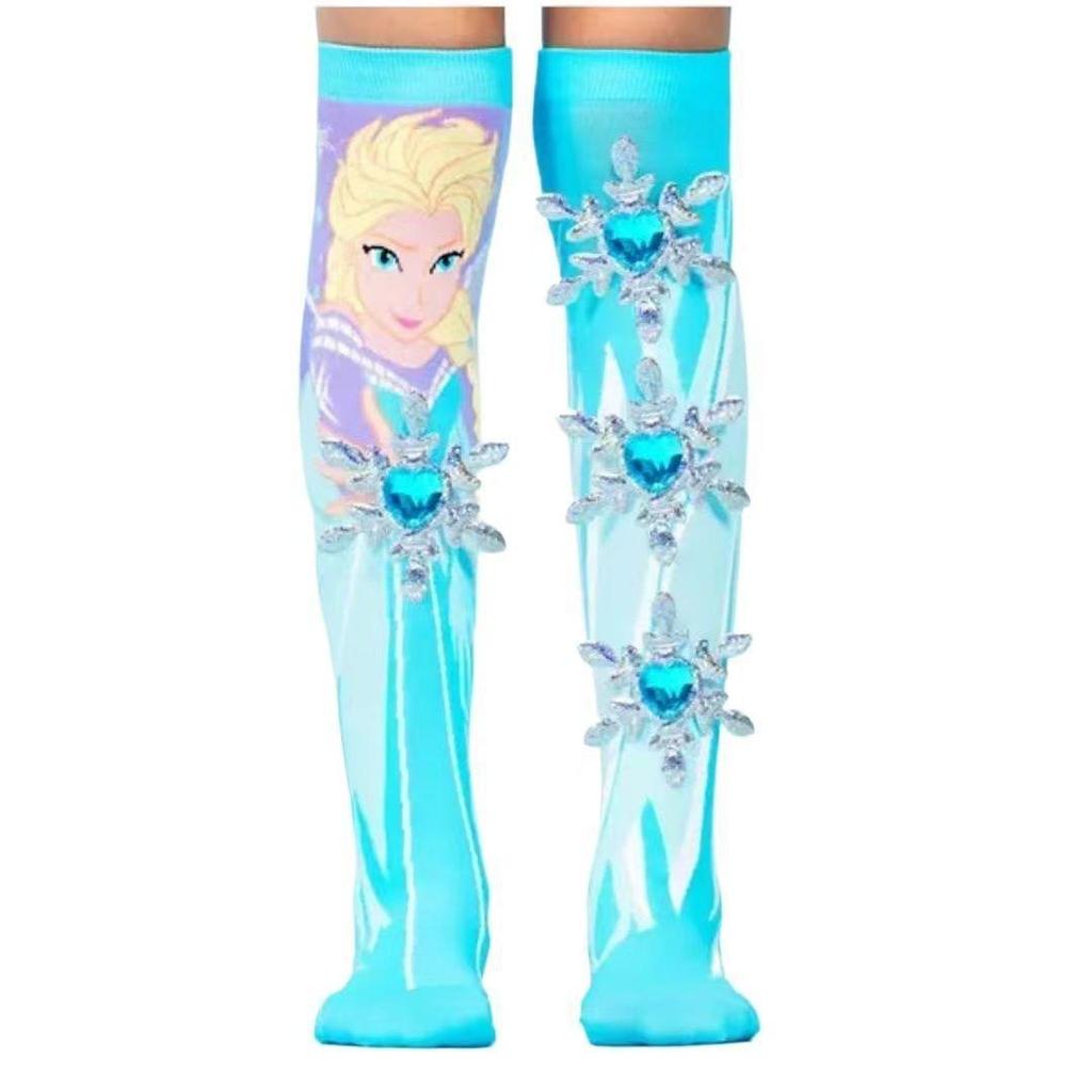 3D Cartoon Girl Knee-High Socks - Free Size for Kids