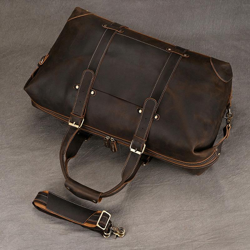 High Fashion Leather Travel Bag For Men Male Duffle Bag Large Capacity Weekender Bag 50cm Luggage Bag Business Carry On Handbag