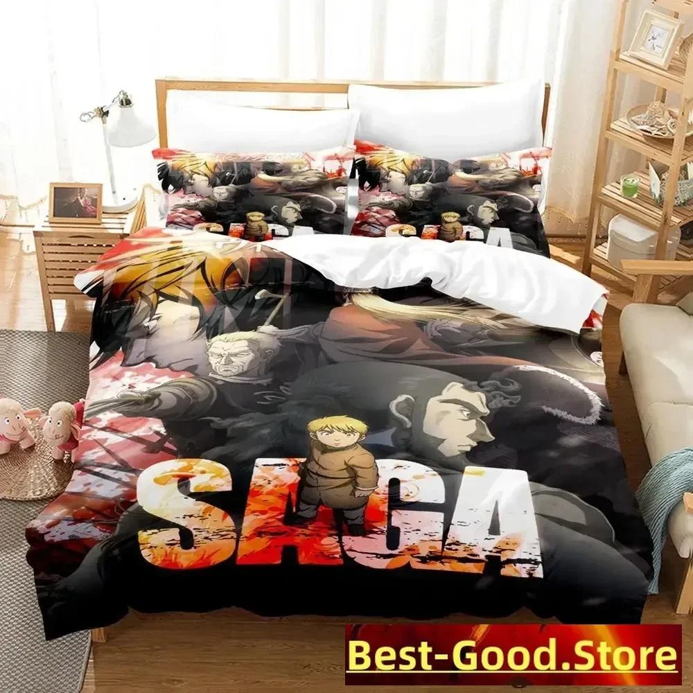 Vinland Saga Bettwäsche-Set, Bettbezug, Laken, bedrucktes Bettwäsche-Set, Kissenbezug, Bettdecke, Doppelbett, Queensize, Kingsize, Schlafzimmer