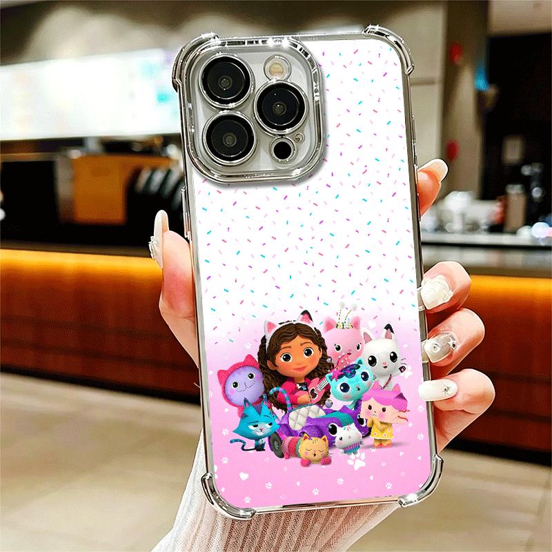 G-Gabbys Dollhouse Cartoon Plating Phone Case For Iphone 16 17 Pro Max Air 16E 14 15 Plus 12 13 Mini Anti-Fall Airabag Cover