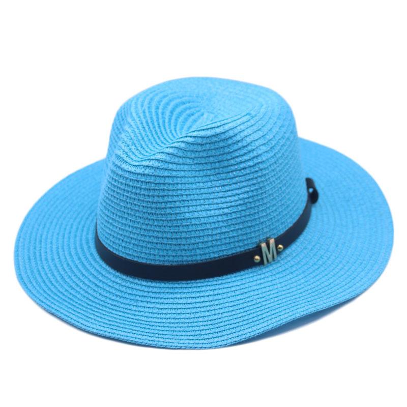 Classic Cowboy Jazz Straw Hat Wide Brim Summer Beach Sun Protection Casual Fedora Cap Panama
