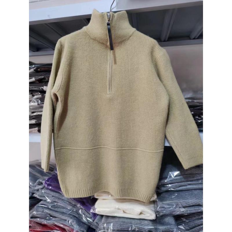 

Осень и зима новый утолщенный свитер-куртка со стойкой воротником женский новый свободный и тонкий трикотажный топ с высоким воротником увеличенного размера average size светло-зеленый