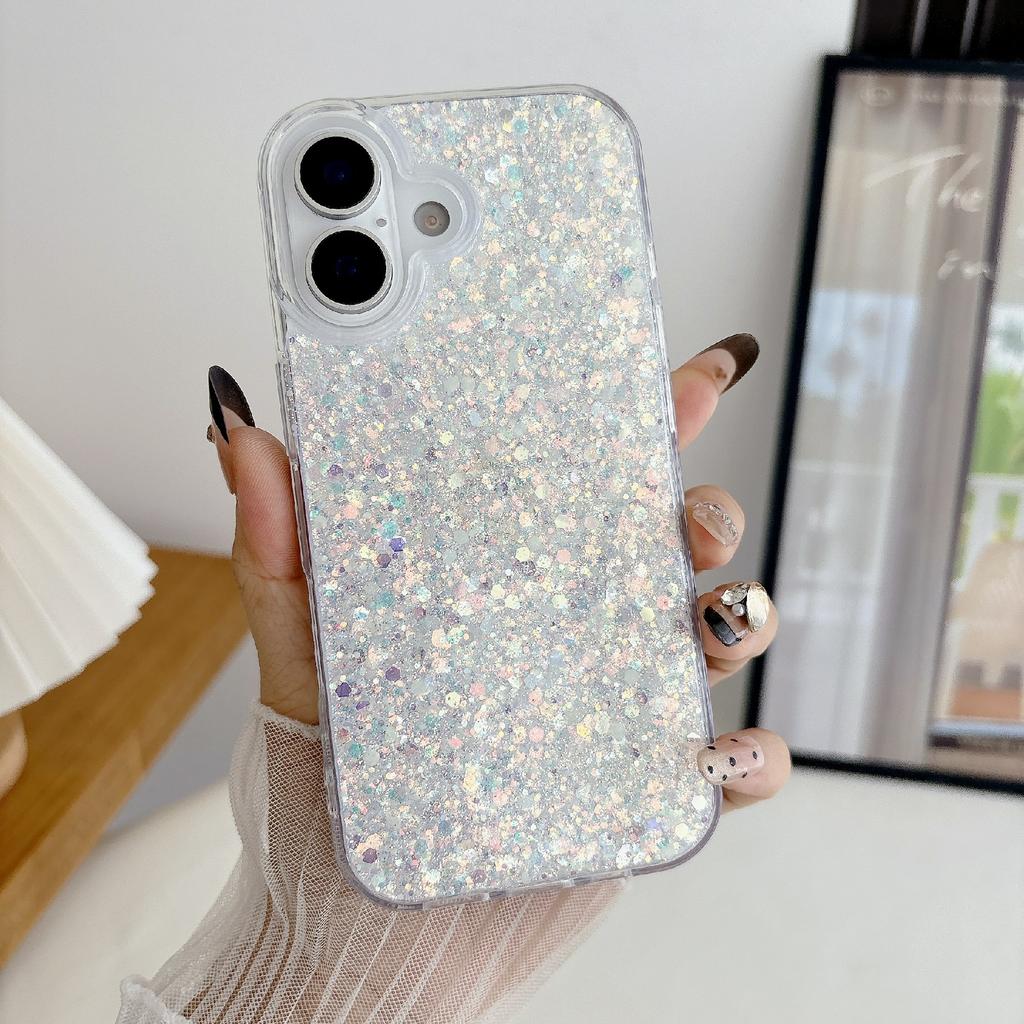 For iPhone 17 Case TPU Drop Protection Epoxy Glittery Sequins Phone Cover