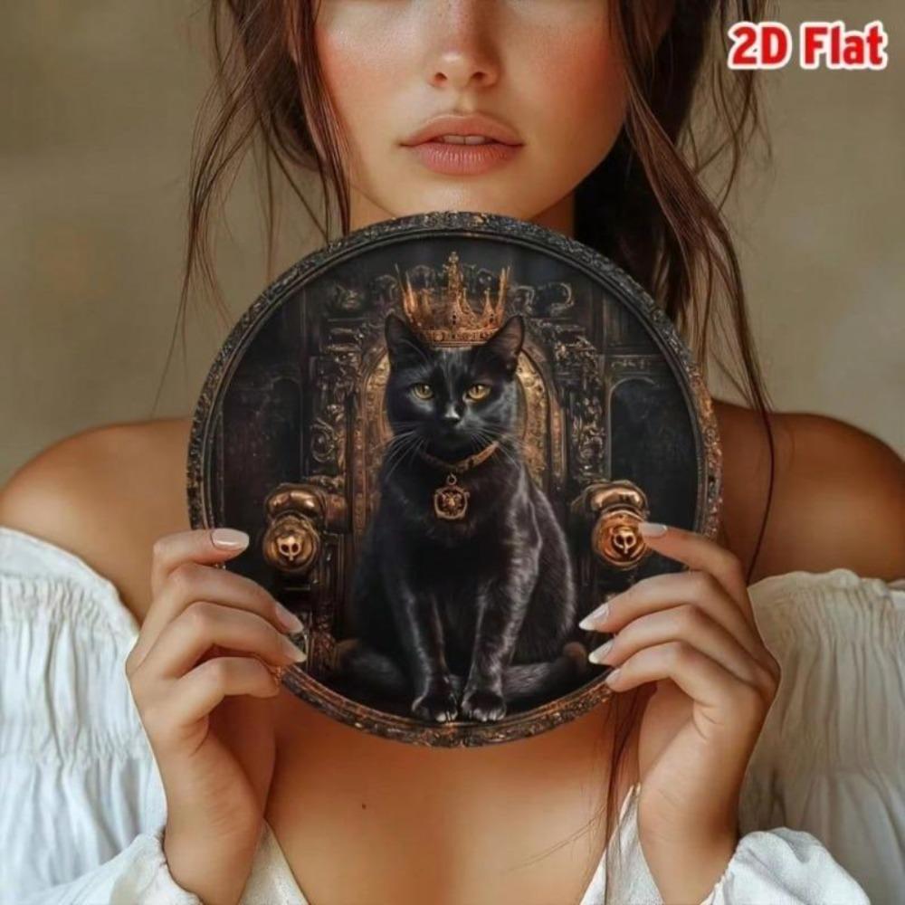 Metal Wall Art Black Cat Sign Vintage Style Kitchen Bar Decor Gift