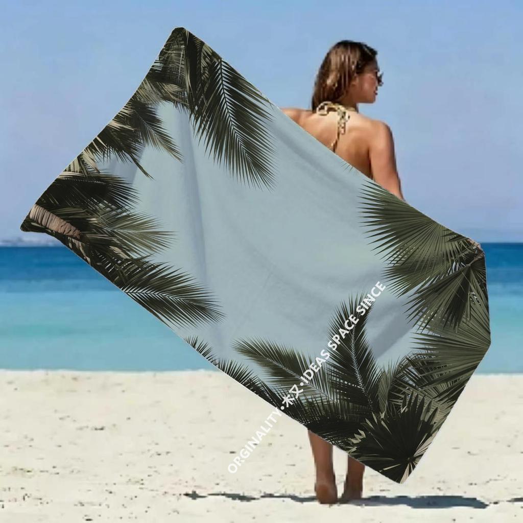 Tropische Palmenblätter Strandtuch Gemustert Sonnenschutz Und Winddicht Geeignet Für Schwimmbad Camping Reise Decke