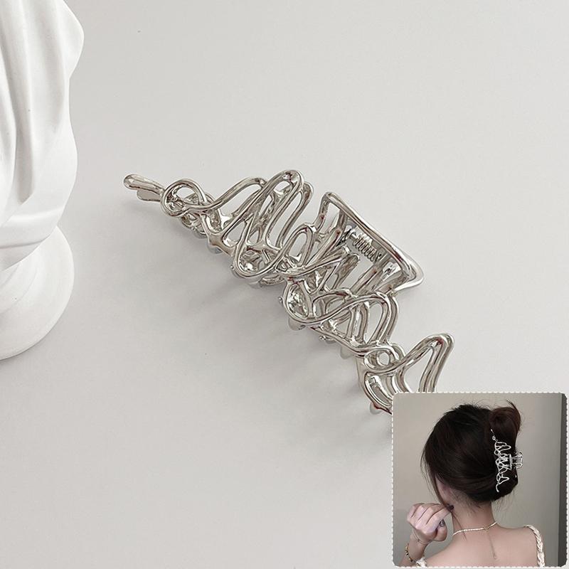 Elegant Geometric Wave Metal Gold Silver Hair Claw Clip For Women Accessories Large Punk Crab Jaw Clamps Hairgrip Headdress