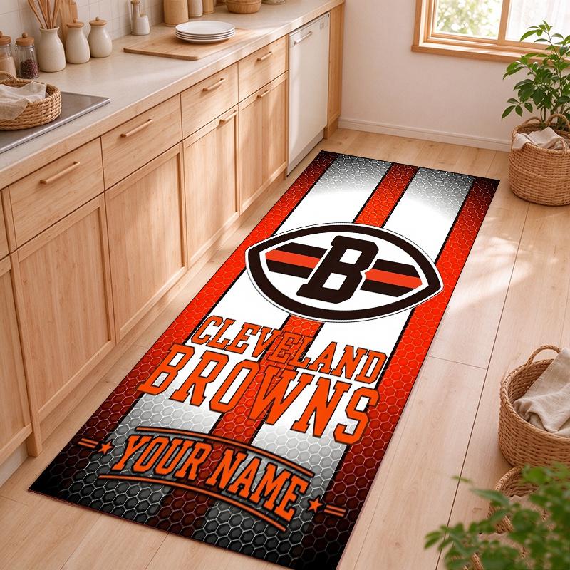Cleveland Browns Customizable name kitchen floor mat easy to clean and wipe down Suitable for kitchens living rooms and entryways—a perfec