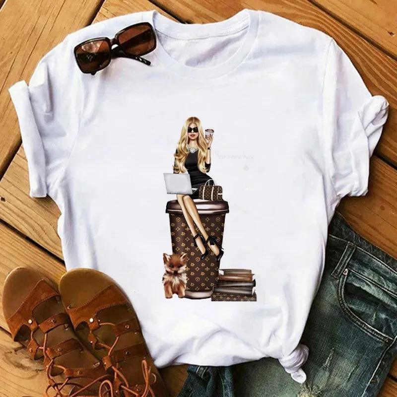 Black Girls African White Fashion Women TShirts Harajuku Cartoon Clothing Short Sleeve Summer Tees Casual FeUnisex Tops ONeck