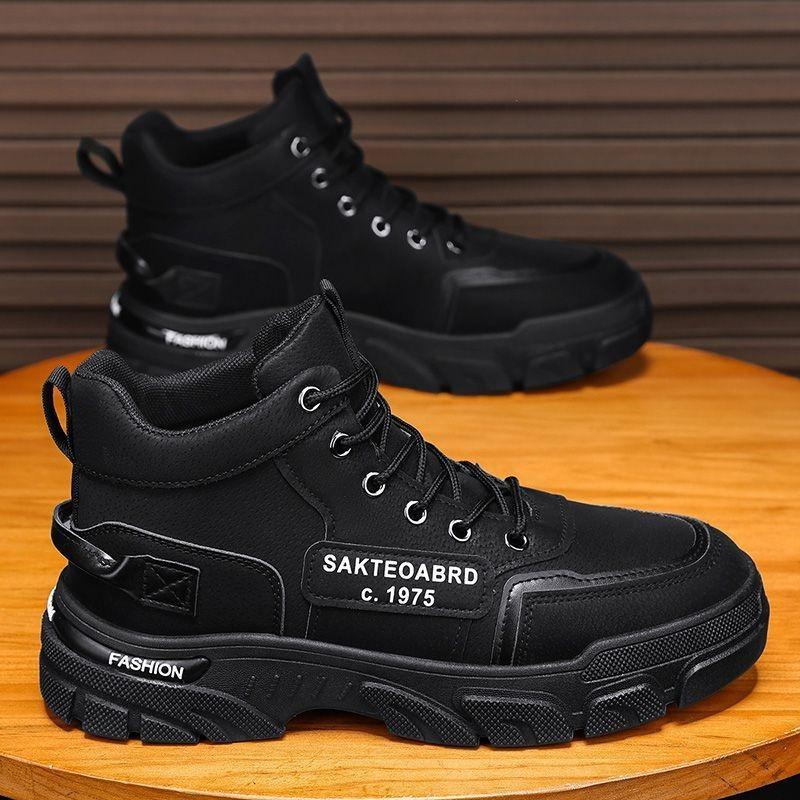 

2025 Mens Boots Casual Shoes Leather Designer Luxury Ankle Boots Platform Work Safety Shoes Sneakers Botas Para Hombre 44 чорний