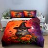 Halloween Decoration Witch Pumpkin Set Soft Comfortable Duvet Cover Bedding Set Included 1*Duvet Cover & 2*Pillowcases, Gift