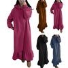 Abito maxi felpa da donna con cappuccio in pile tinta unita vestito estivo ampio autunno inverno volant abito lungo con cappuccio streetwear