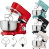 AREBOS Robot Pâtissier Professionnel 1500W | Avec 2 Bols d'Acier Inoxydable | 6 Vitesses | Fonction Pulse | Rouge |