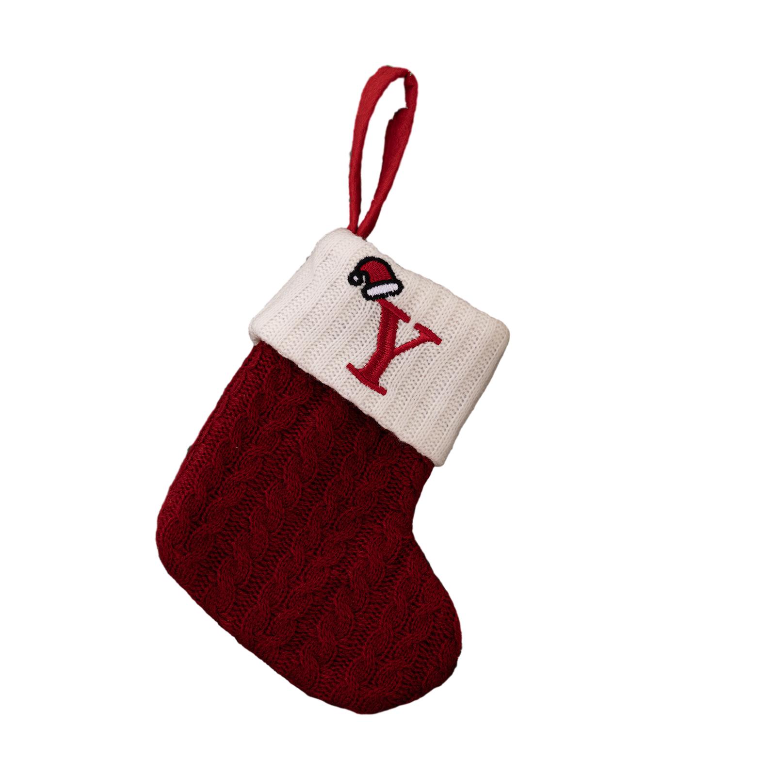 High Quality Christmas Stocking Socks Christmas Tree Decorating Hanging Knitted Knitting Ornament Red Stocking