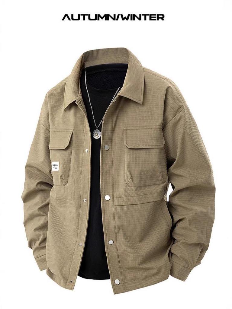 2025 Men's Versatile Casual Jacket Shirt - Trendy Lapel Workwear for Spring/Autumn