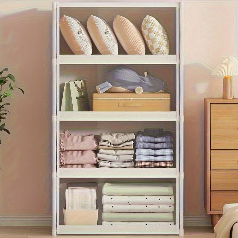 Clear Plastic Multi-Tier Storage Cabinet | Dustproof Floor-Standing Organizer with Transparent Shelves, Classic Style for Bedroom, Wardrobe, Office