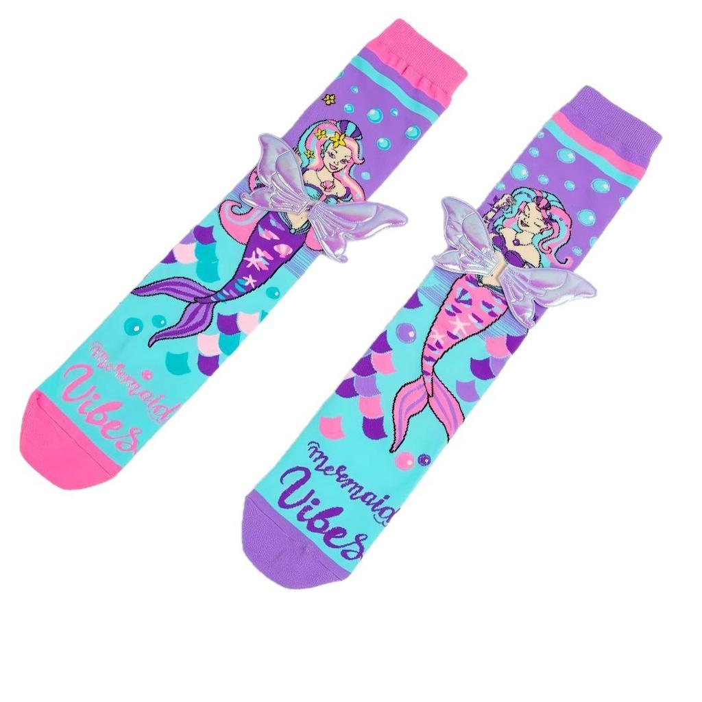 3D Cartoon Girl Knee-High Socks - Free Size for Kids