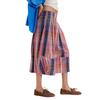 Women's Summer Boho Plaid Culotte Pants Casual Wide Leg Palazzo
