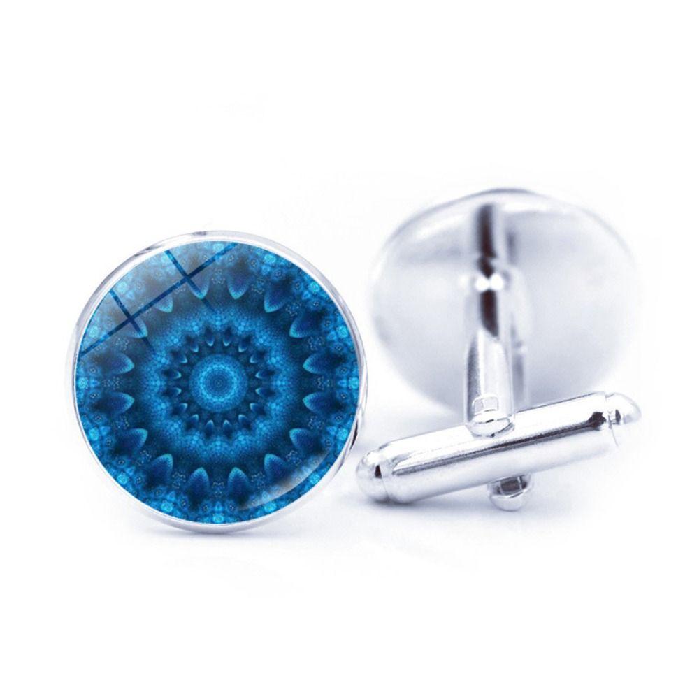 

Alloy Glass Mandala Cufflinks Multicolor Buddhist Meditation Elegant Style Knot Men 5