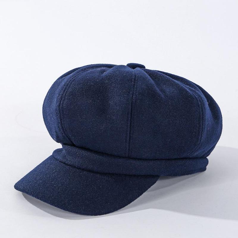 

Новые осенне-зимние шапки для женщин, однотонные однотонные восьмиугольные женские повседневные зимние береты, модная теплая шляпа художника в стиле ретро M（56-58cm）