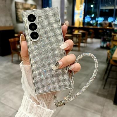 Luxusní třpytivé pouzdro s Flash diamanty pro Samsung Galaxy Z Fold 7 6 5 4, galvanizovaný náramek, nárazuvzdorný ochranný zadní kryt