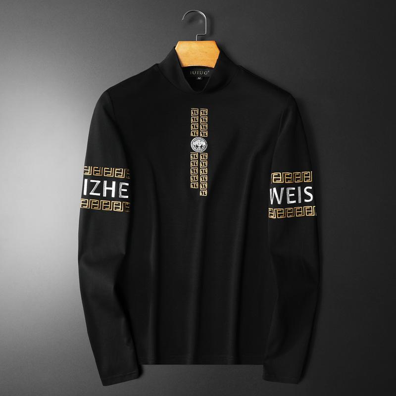 Autumn-Winter Men s Premium Half-High Collar Double-Sided Fleece Shirt, Thickened and Warm L чёрный