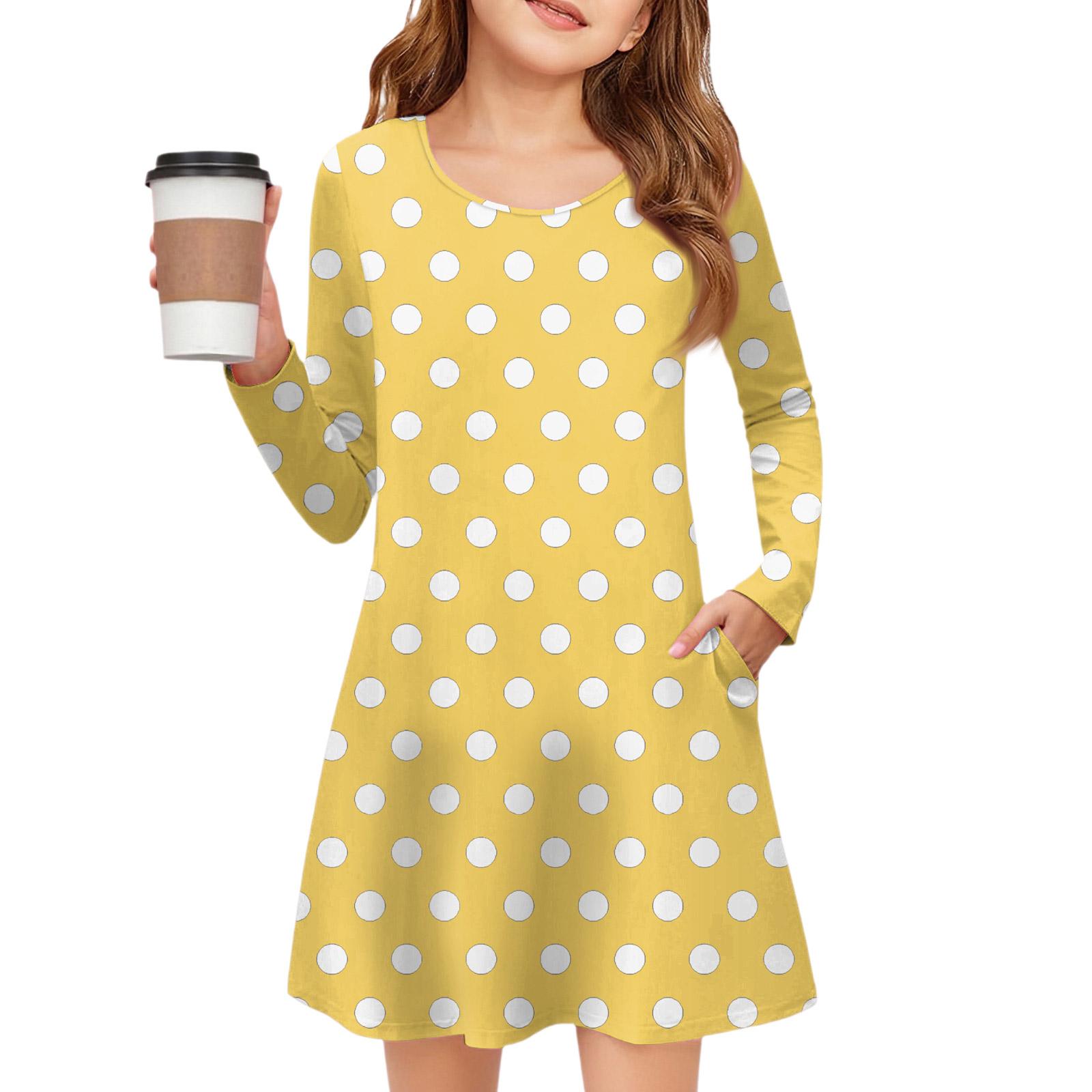 

Платье с длинным рукавом для девочек - Платье с цветными карманами 160 жёлтый