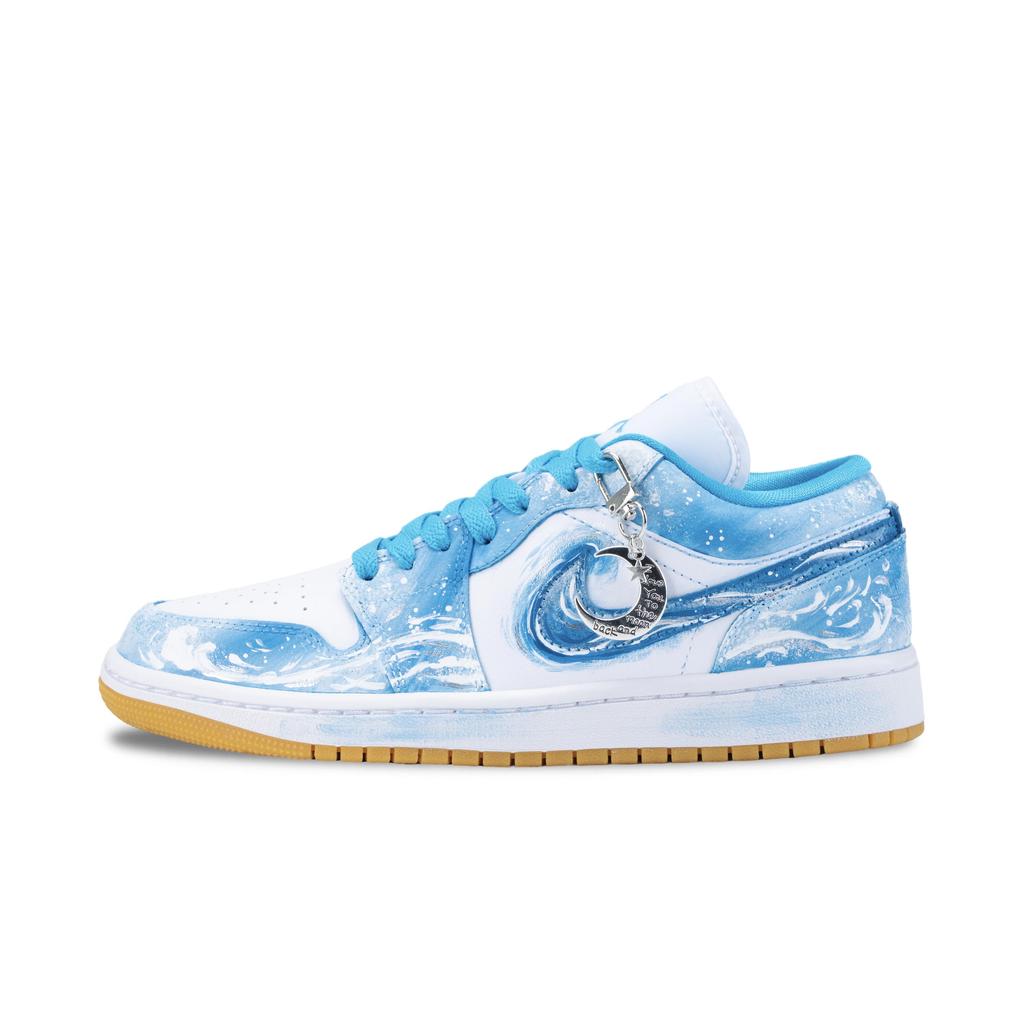 Jordan Air Jordan 1 Tide Surge Abrasion Resistant Low Top Vintage Basketball Shoes Women's White Blue DC0774-104(Team836-)