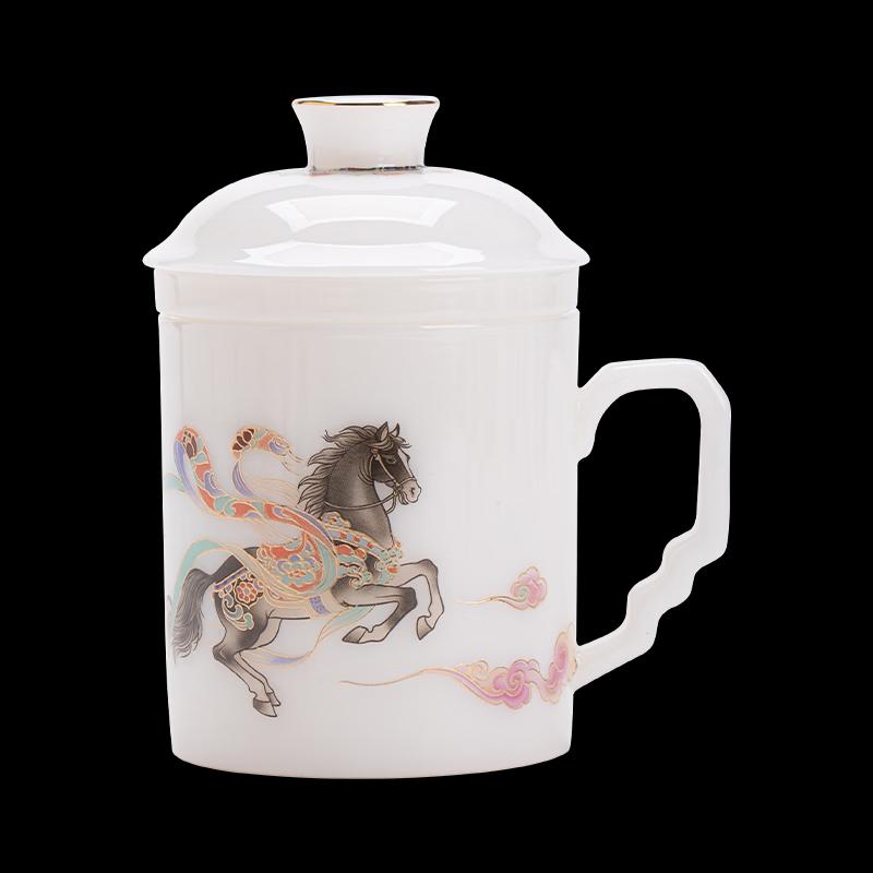 Sushih Ceramics Dunhuang Success Ice Jade Porcelain Tea & Office Cup Set
