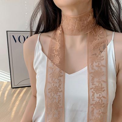 Women Lace Tassel Narrow Scarf Y2k Long Ribbon Spring Summer New Wrist Headbands Belt Evening Party Scarf Decor