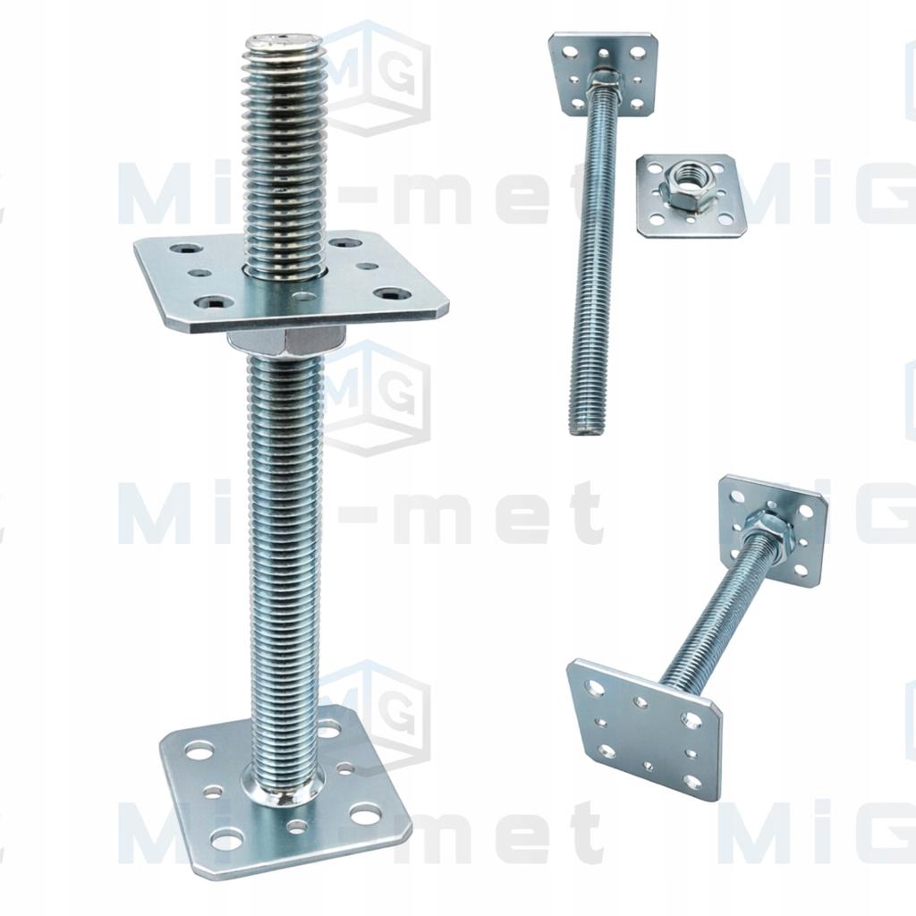 Post Base Adjustable Anchor 80X80X250X4.0Mm Oc + Welded Nut